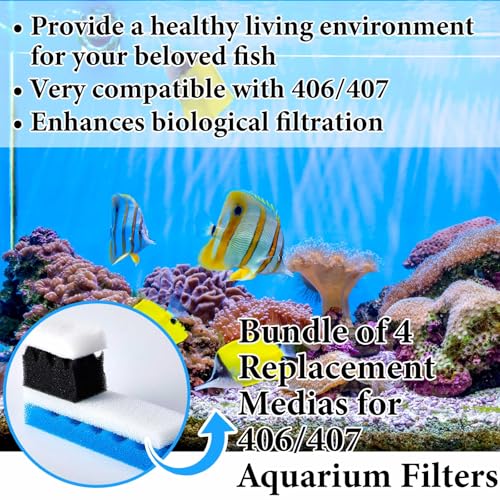 Image of Threlaco 24 Pcs Aquarium Filters Media Sponge Set, Compatible with 406 /407