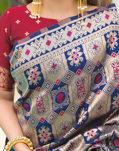 Image of SIRIL Women's Banarasi Weaving Soft Silk Saree With Unstitched Blouse Piece(4791S141 Green)