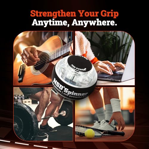 Image of NSD Essential Crystal Spinner Gyro Ball | Grip Strengthener for Forearms, Wrist & Hands | String Start Design, Up to 18,000 RPM | Portable Wrist Trainer & Workout Equipment | Ideal for Desk Workers, Athletes & Musicians