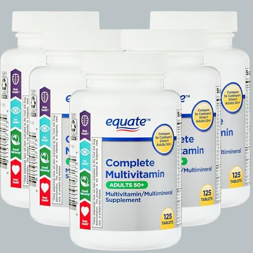 Equate Adult 50+ One Daily Complete Multivitamin Multimineral Supplement Tablets Healthy Brain* - Compare to Centrum Silver 125 Pills (Pack of 1)