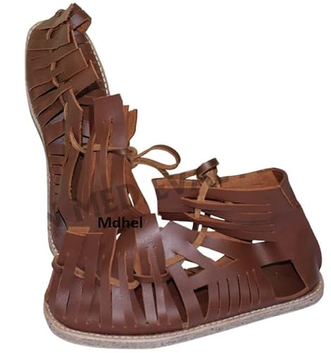 Handmade roman leather caligae Handmade leather caligae sandals Roman legion boots replica Leather lace-up sandals roman Dark brown New Historical reenactment footwear (US 11)