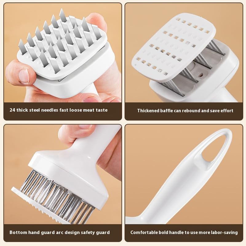 Meat Tenderiser Pin Tool Stainless Steel Pin Manual Steak Hammer Tool, Meat Loosening Pin for Kitchen Cooking Chicken Breast Steak, Pork, Chicken, Fish, Beef (White)