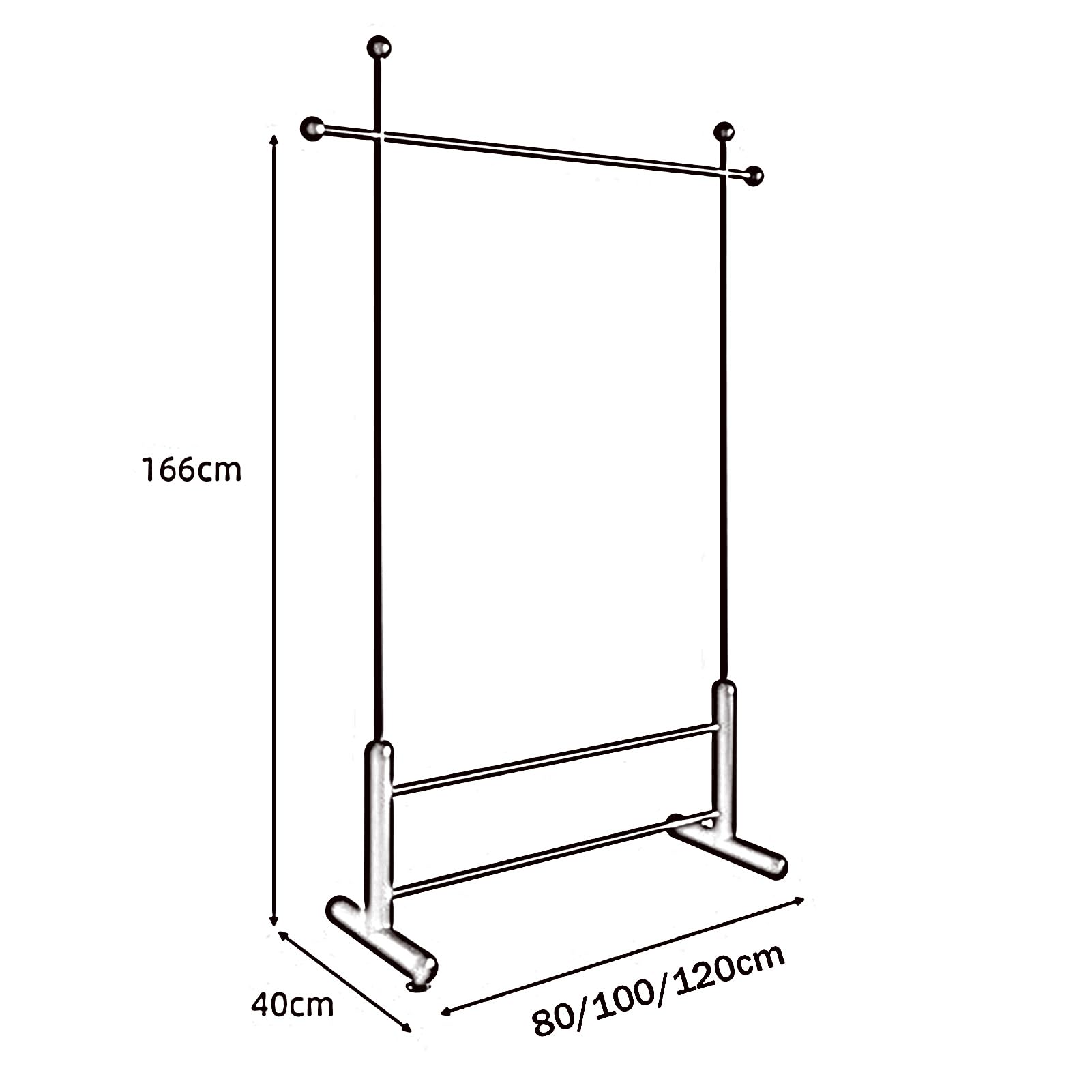 Komercyjny stojak na ubrania d metalowy nizer na ubrania do butiku pojedynczy bar z 2 Hoo 120x40x166CM ubrania Hanr szafa Sto Solut