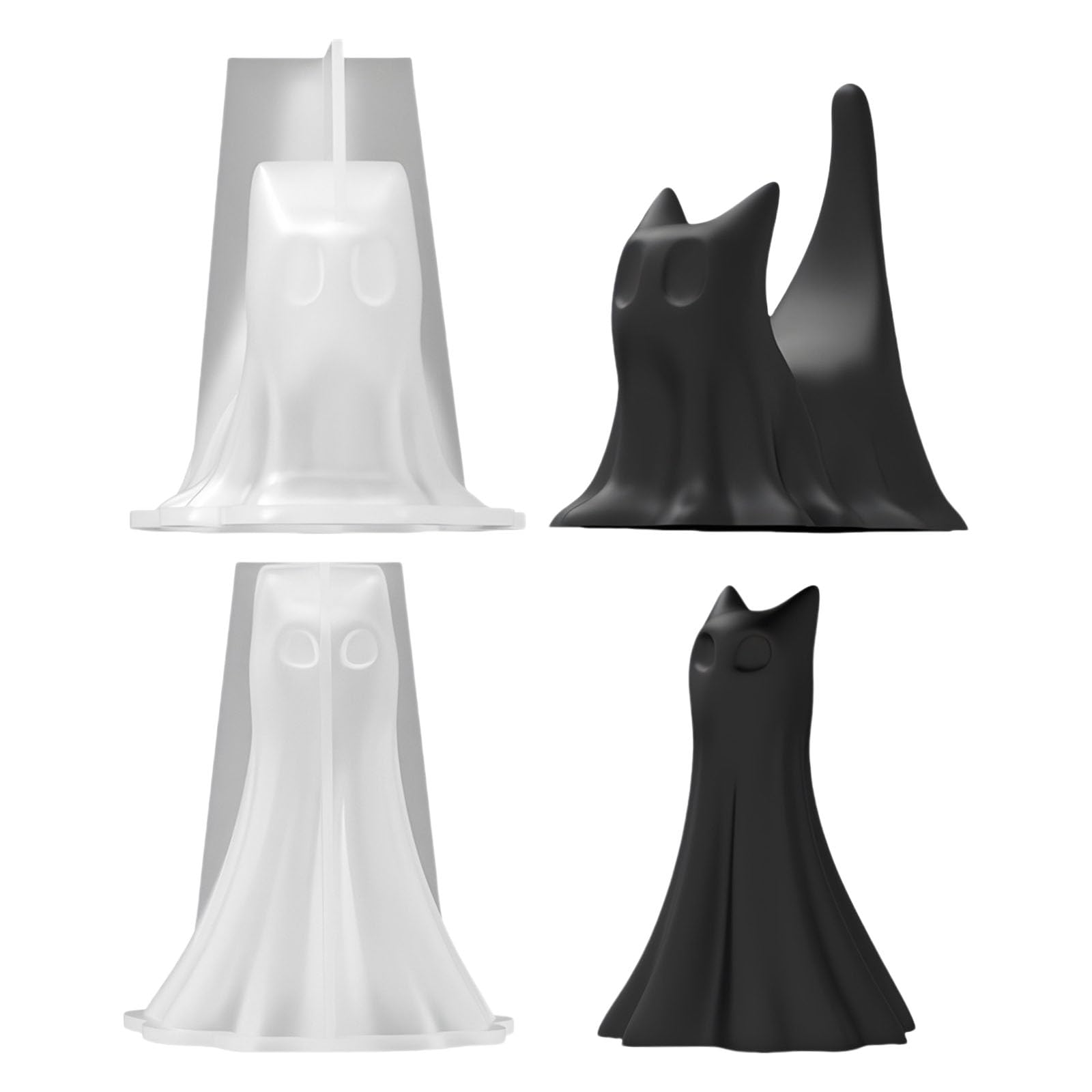 Buxuaaaa Halloweens Craft Silicone 2Pcs Cats Shape Baking Tool for Resin Soap Making Specters Cats Decoration