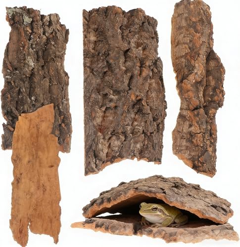 Image of Cork Bark for Reptiles, 4PCS Cork Terrarium Background, Pet Reptile Bark Bearded Dragon Tank Accessories for Bearded Dragon Lizard Geckos Tortoise, 3.2 to 5.5Inch