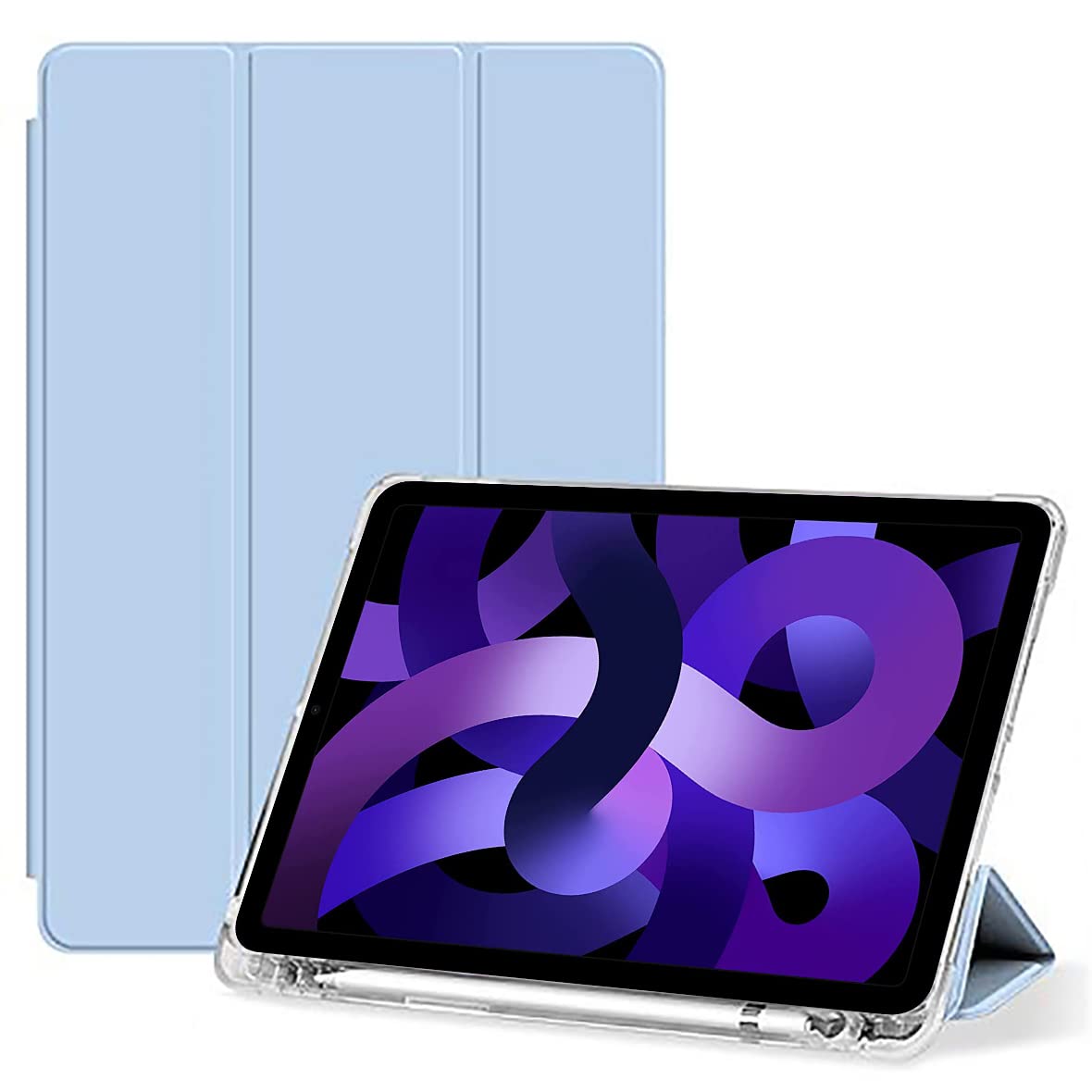 Caseelo [ Translucent Soft Air - Cushioned Back ] Smart Flip Cover for Apple iPad 10.9 Inch Air 4 / Air 5 [ 4th Gen 2020 / 5th Generation 2022 ] Trifold [ Pencil Holder Case ] - Light Blue (B09HP6RL86) Amazon Price History, Amazon Price Tracker