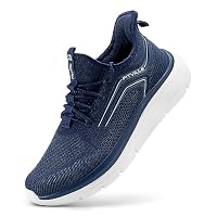 FitVille Extra Wide Fit Trainers for Men Slip On Arch Support Road Running Shoes Lightweight Athletic Sneakers for Gym Fitness Jogging Walking Dark Blue