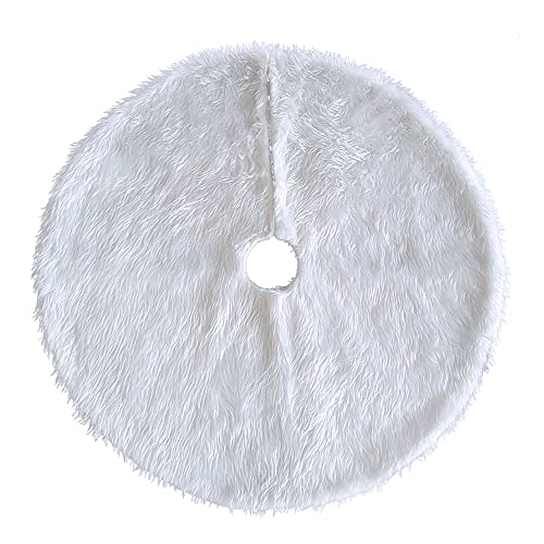 CMFTGDS 28/35/48/60 inch Christmas Tree Collar,Plush Skirt Snowy White Plush Velvet Mat for Xmas Tree collar Decorations and Ornaments Merry Christmas & New Year Party Holiday Home Decor (70CM/28inch)