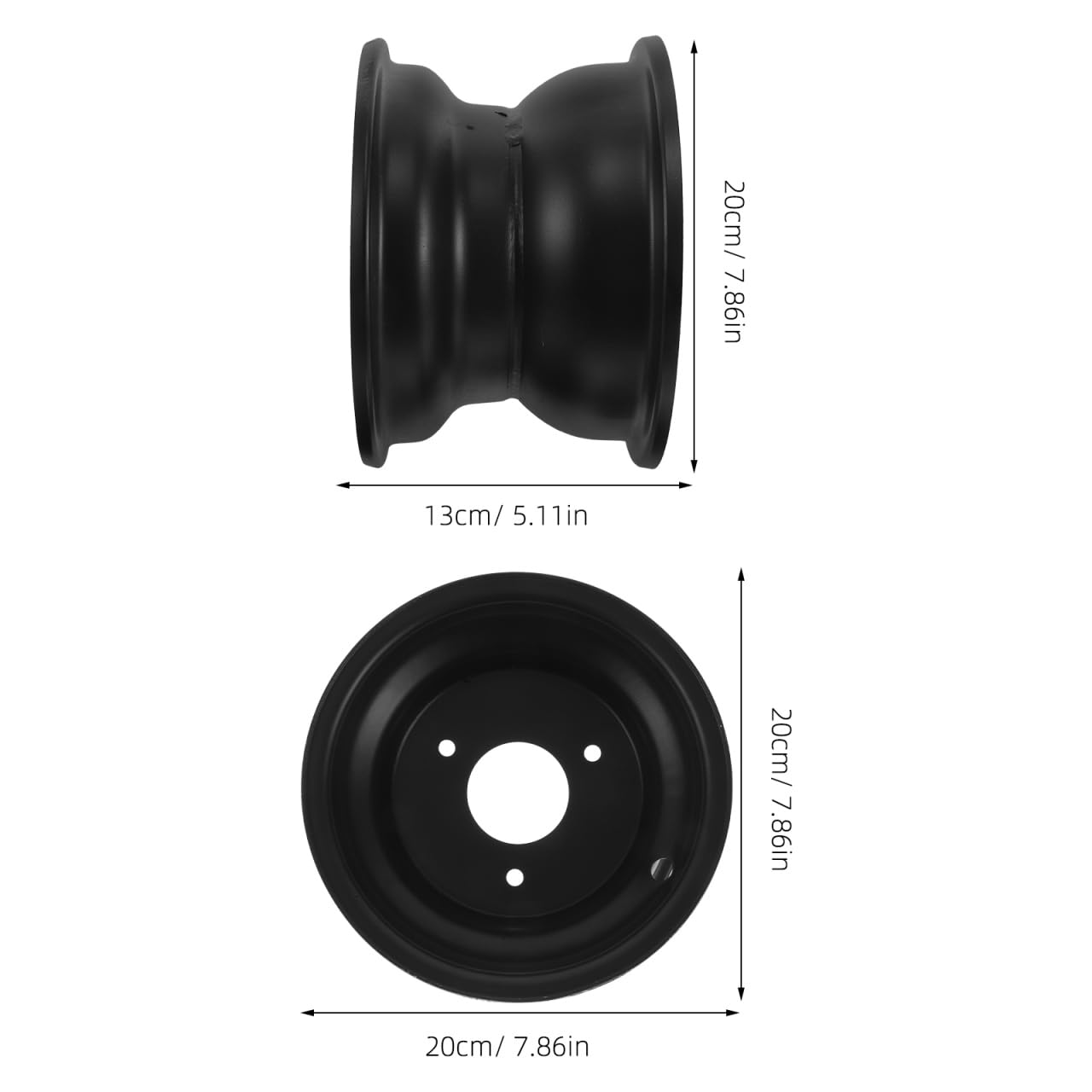 MAGICLULU Cerchione Di Ricambio Per Atv a 3 Fori 7.87X7.87X5.12In Cerchio in Ferro Per Veicoli Fuoristrada Quad E Go Kart Adatto Per Moto Da Spiaggia