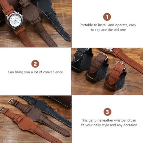 Bracelet montre 16mm cuir marron classique confortable - 3