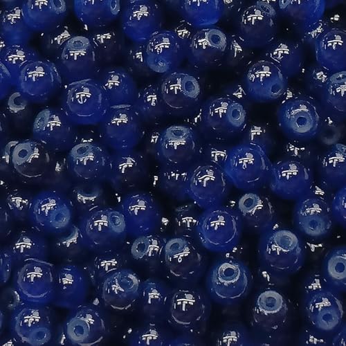 300PCS Glass Beads 6mm Glass Beads for Bracelets Necklaces Jewelry Making DIY Crafts (Navy)