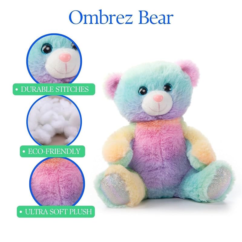 Image of Bear Plush Soft Toy Baby - Rainbow | Cute Stuffed Animal for Kids | Huggable Cuddly Bear for Girls & Boys | Soft Plush Toy for Play & Fun