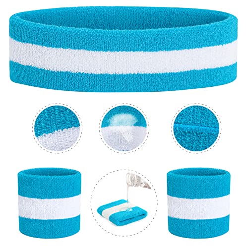 Image of ONUPGO Sweatband Set Sports Headband Wristband Set Sweatbands Terry Cloth Wristband Wrist Sweatband Headbands Moisture Wicking Sweat Absorbing Head Band