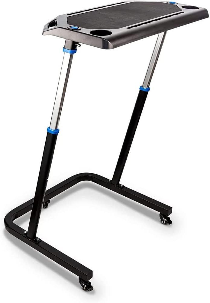 COOLBABY Bike Trainer Fitness Desk,Portable Workstation Table for Cycling and Exercise,Adjustable Height,Gadget Slots and Lockable Wheels, One Size