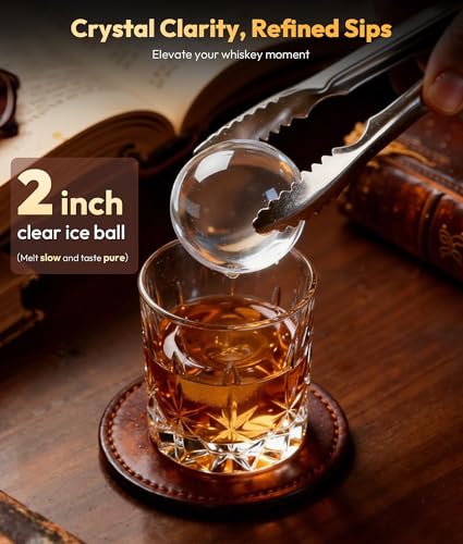 Image of 2 inch Ice Ball Maker - 4 Ice Spheres in 35min, 144pcs /24H, Sphere Ice Maker with LED Quiet Panel, Auto /Manual Water Fill, LED Panel, Self-Cleaning Clear Ice Maker for Cocktail Whiskey Bourborn