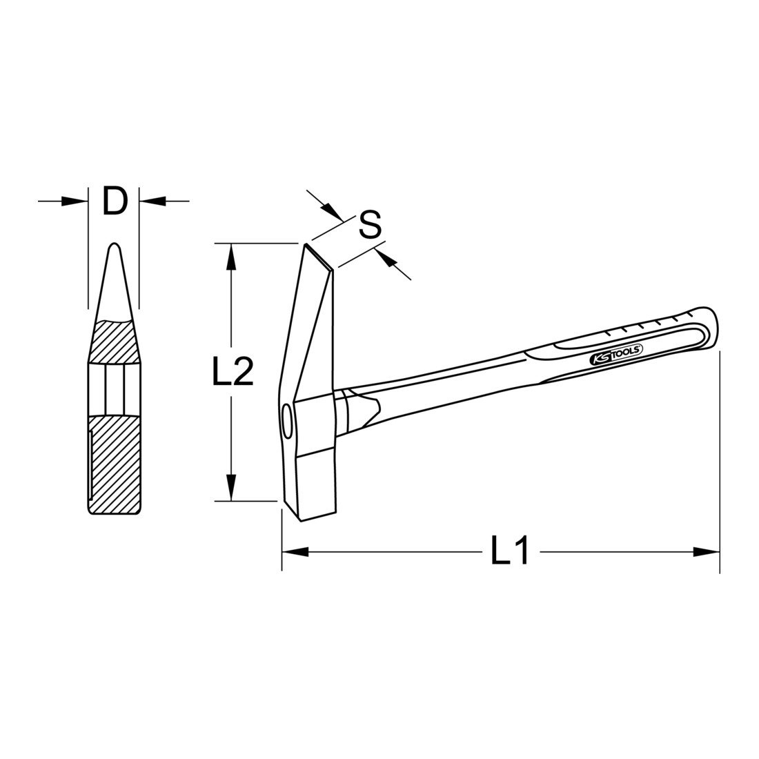 KS Tools 963.2161 BRONZE+ Młotek murarski 800 g, z rękojeścią z drewna Hickory