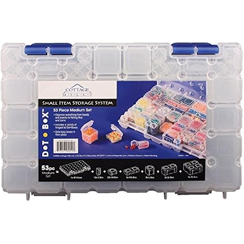 Cottage Mills DotBox Medium Set 53 pcs from 52 Storage Boxes in a Carrying Case. It’s the Ultimate Small Item Storage System. Perfect for Bead, Jewelry, Craft and Small Part Storage. Cover