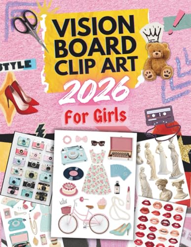 Vision Board Clip Art 2026 Book Supplies for Girls & Teens: A Scrapbook & Collage Kit, Quotes, and Aesthetic Art for White and Black Women & Queens | ... Gifts, Home Decor, and School Supplies image 2
