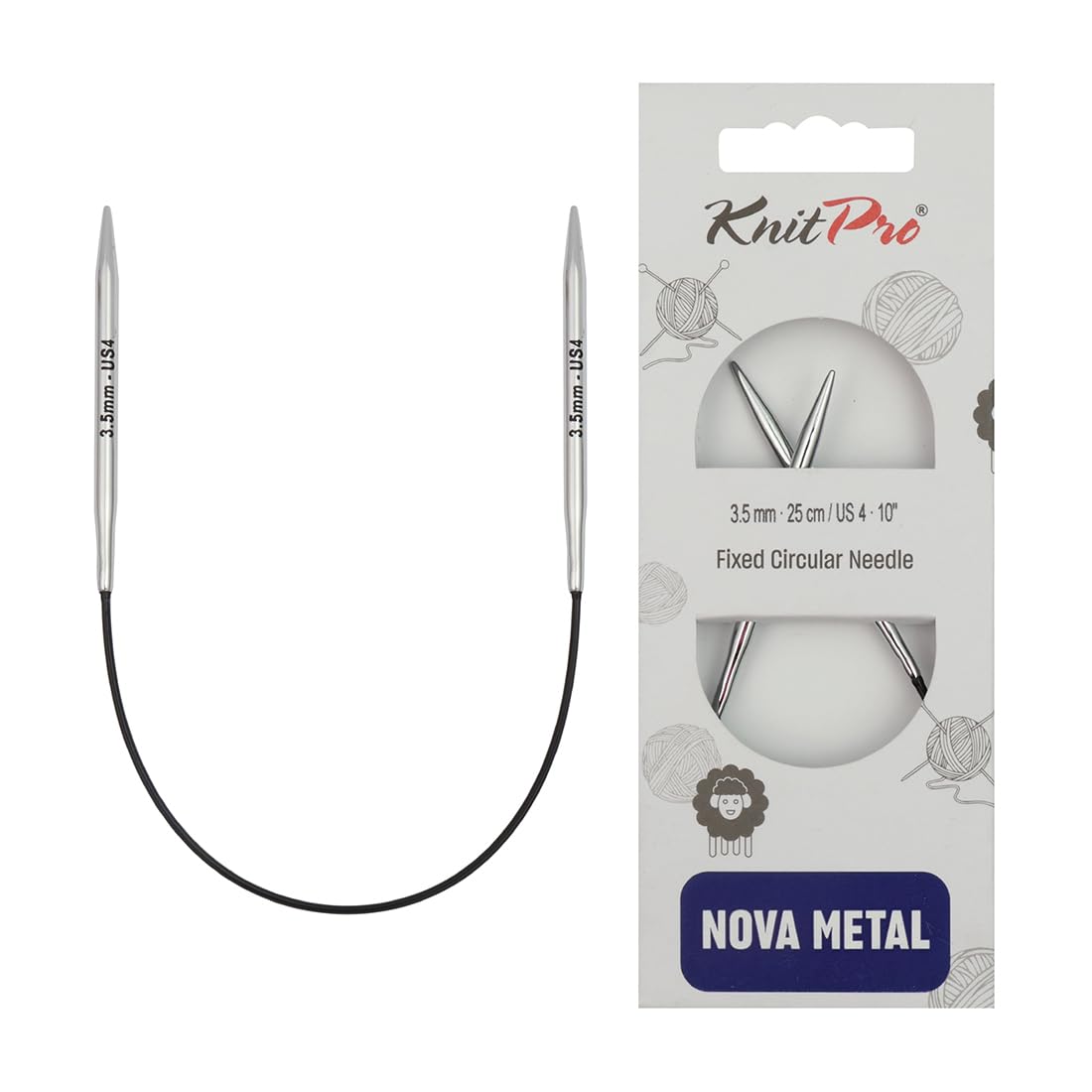 Knitpro - Knitpro Nova Metal (25 Cm, 3,50) Aghi A Maglia Circolare - 1 Unità-image