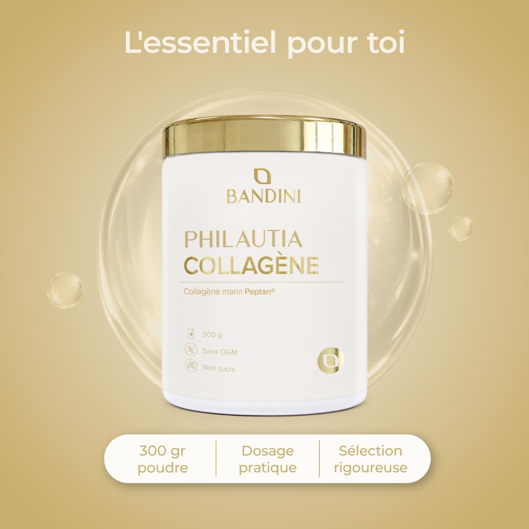 Bandini® Collagène Marin Poudre 12.000mg – Peptides de Collagene Type 1 | Marin Hydrolysés - Pour Articulations, Peau, Cheveux et Ongles - Marine Collagen saveur neutre, 300 g (12g par portion)