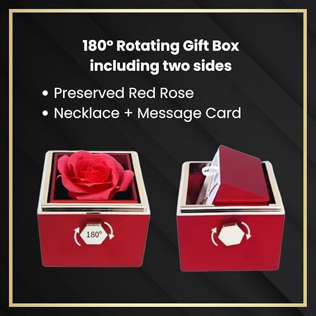 VIRAGIL Wife Necklace with Rotating Preserved Real Rose Box, To My Beautiful Wife Necklace From Husband, Jewelry Gift For Her Message Card, Birthday, Anniversary, Christmas Gifts - Image 7