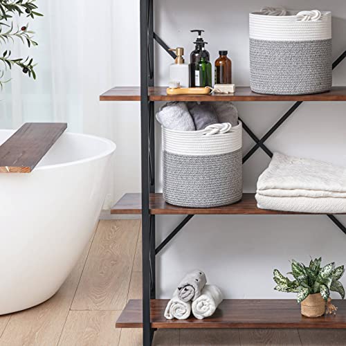 Goodpick 11X11 Cube Storage Bins Organizer, Round Woven Rope Basket For Toys, Storage Cubes Organizer For Closet Shelves, Grey Baskets For Organizing, 3 Packs #TOP3