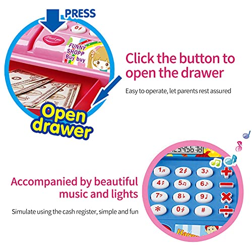 Baitang Elektronische Kasse Spielzeug Supermarkt Registrierkasse Mit Taschenrechner, Licht Und Sound Kasse Spielzeug Mit… – Bild 7