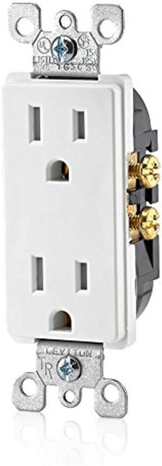 Leviton 15 Amp Decora Tamper-Resistant Duplex Electrical Wall Outlet, T5325-W, White