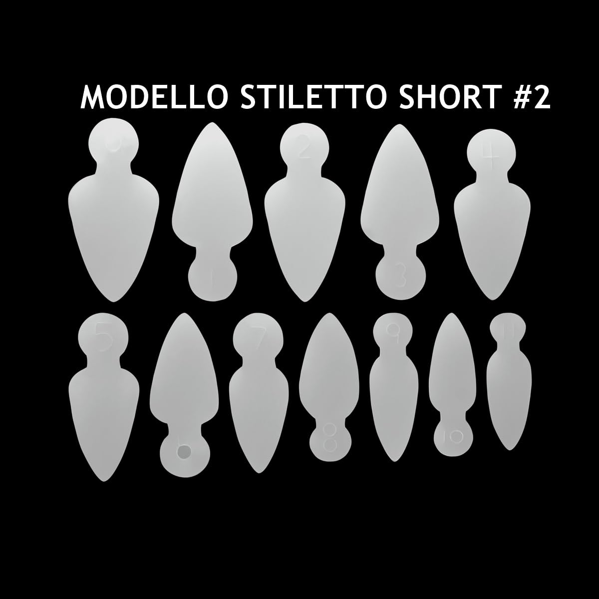 Beauty Space nails - 2 EASY FRENCH silicone stencil sticker stampo per linea muretto per dualforms, soft silicone riutilizzabili per sistema dual system (MODELLO STILETTO LONG+SHORT)