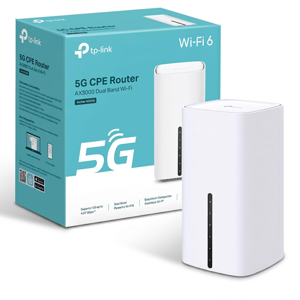 TP-Link Routeur 5G Archer NX505 Wi-FI 6 AX3000Mbps Bi Bande, Jusqu’à 4,67 GB/s, 1 Port WAN/LAN, Jusqu’à 64 Appareils, EasyMesh, libertez-Vous de la Box opérateur avec Tous Les NanoSIM