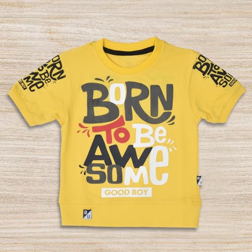 Image of Fancy Kids Pure Cotton T-Shirt And Denim Jeans Shorts Set For Boys