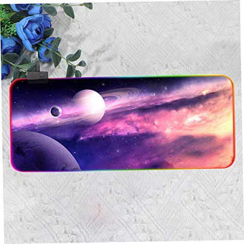 Tapis de souris de jeu violet space SEWACC grand format avec 7 modes de couleur