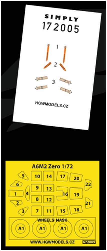 HGWModels HGW172806 1/72 Mitsubishi A6M2 Zero Ship Fighter Airplane Type 21 3D Decal Seat Belt Paint Mask Sticker (for Tamiya) Plastic Model Decal