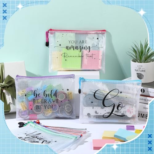 Image of Tenceur 18 Pcs Pencil Pouch Appreciation Gifts for Teacher Coworker Employee Staff Mesh Zipper Pencil Case Pouch Thank You Gifts for Back to School Office Supplies Co Worker Volunteer (Inspirational)
