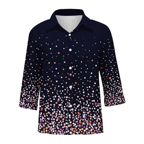 Women's Shirts Print Down Shirt Fashion Lightweight Long Sleeve Blouse Spring Summer Casual Tops3