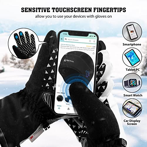 Hikenture Snow Gloves Women With 3M Thinsulate, Extra Warm Womens Ski Gloves, Insulated Waterproof Snowboard Gloves For Men, Thermal Touchscreen Skiing Gloves For Cold Weather, Windproof Winter Gloves #TOP3