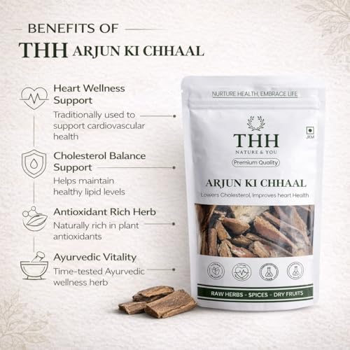 Image of THH Organic Arjun ki Chaal (800g) Dried Arjuna Tree Bark (Raw) | Lowers Bad Cholesterol