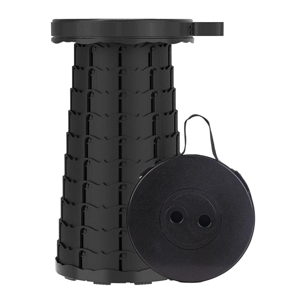 Sgabello da campeggio pieghevole portatile con tracolla regolabile, sedile telescopico, carico massimo 150 kg, nero (confezione da 5)