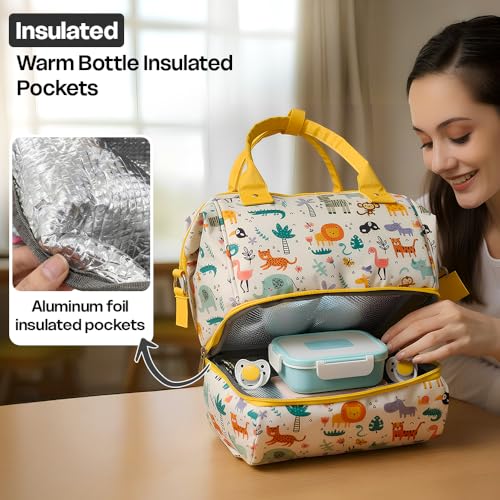 Image of StarAndDaisy Bag for Mothers for Travel, Newborn Baby Diaper Bags with Insuleted Compartment & Multiple Pockets, 12 Liter Enhanced Capacity, Aesthetically Handcrafted with Love & Cuteness