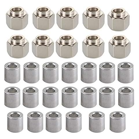 Zeberoxyz 10PCS 3D Printer Parts Hexagonal Eccentric Column with 20PCS Round Isolation Column, Bore 5MM Height 8MM V Groove Stainless Steel for V Wheel 3D Printing Accessories (8mm Height) Cover