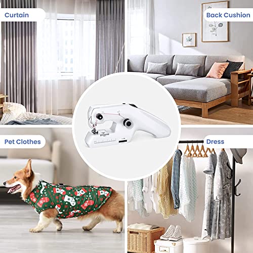 Handmatige naaimachine met dubbele draad, draagbare handmatige naaimachine voor beginners, elektrische naaimachine, snel naaien voor kleding, stoffen gordijnen, thuis en op reis (wit) - Image 6