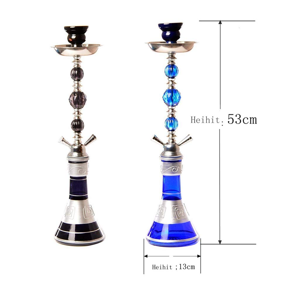 Echte ägyptische Art Kaffee Shisha Shisha, große Doppelrohr Shisha Set, große arabische Doppel Shisha Glas Shisha Set, geeignet für Familien, ausländische Hotels,Schwarz