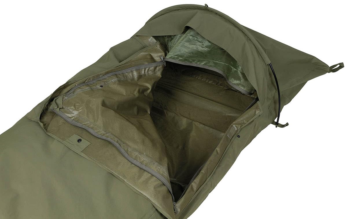 MFH Biwaksack Hooped Bivy mit Gestänge, 3-Lagen-Laminat, Wasserdicht, Atmungsaktiv, Oliv, 235 x 70/95 x 45 cm