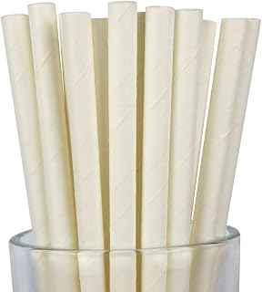 White Paper Straws, 25 Pack 100% Biodegradable,7 3/4 inches Drinking Straws