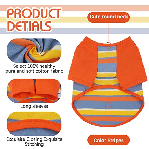 Dentrun 2 Pack Stripe Dog Shirts For Small Medium Large Puppy Cat Apparel Pet Lightweight Outfit Soft Clothes Basic Breathable Vests, Red & Yellow #TOP3