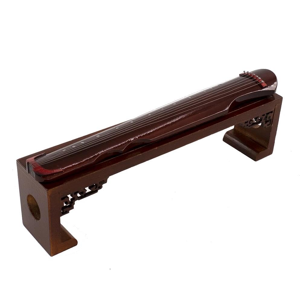 Miniaturowy drewniany chiński model Guqin z etui mini instrument muzyczny akcesoria dekoracja