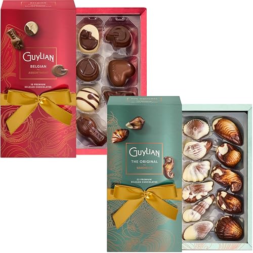Holiday Belgian Chocolate Duo – GuyLian Gourmet Seashell Truffles & Opus Luxury Chocolate Gift Boxes