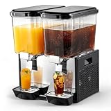 VEVOR Commercial Beverage Dispenser 2 Tanks 18 L/19 QT Per Tank, Stainless