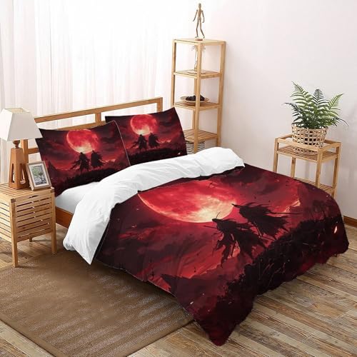 Parure de lit dragon rouge en microfibre pour lit simple