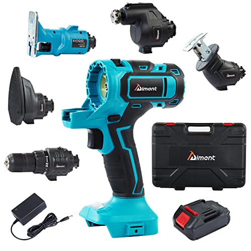 Cordless Drill Combo Kit New Upgraded, Aiment 20V 5-In-1 Matrix Power Tools Set w/Impact Drill Driver, Jig Saw, Sander, Reciprocating Saw, Oscillating Tool for Home Repair & Maintenance